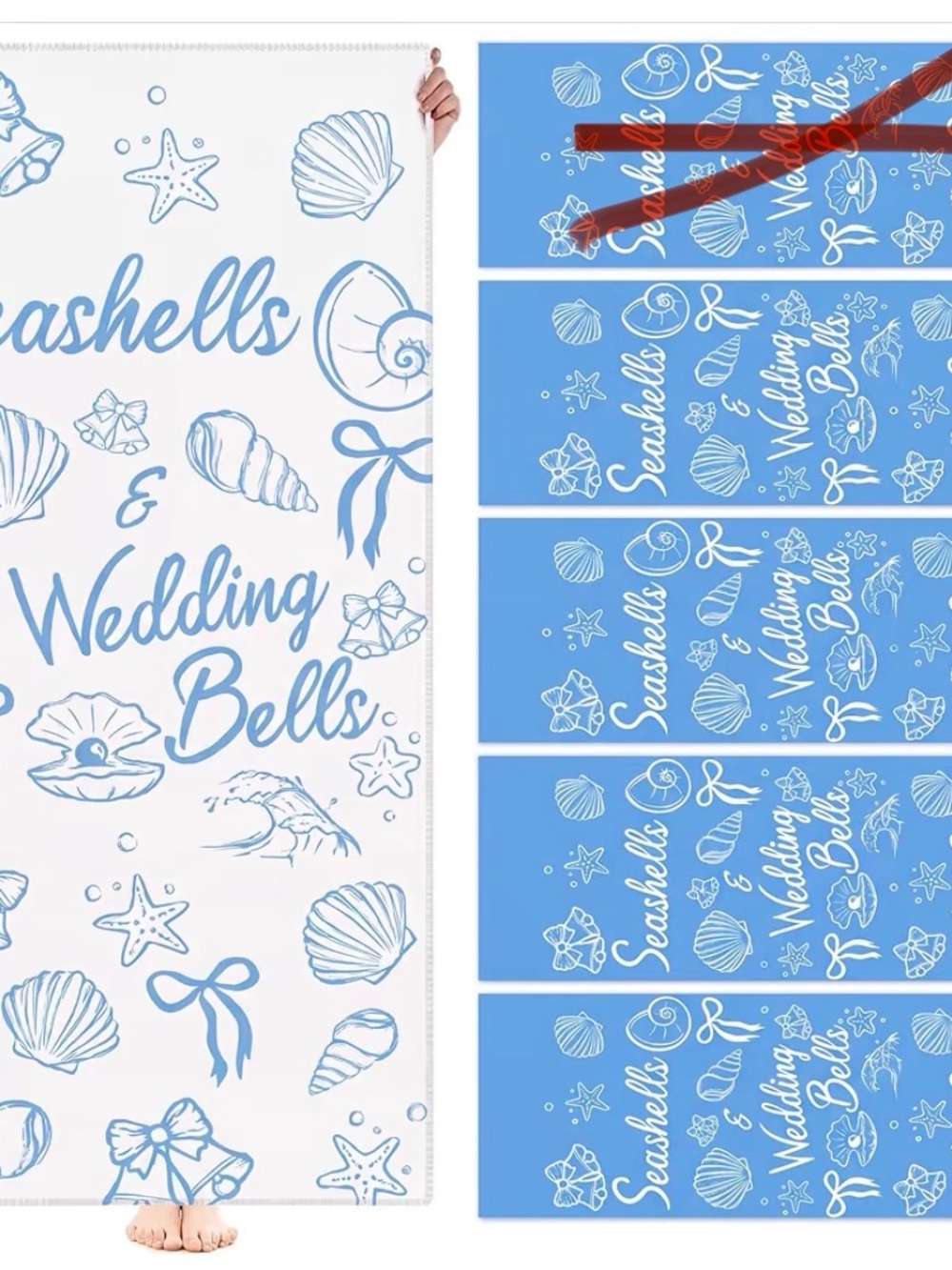 Seashells & Wedding Bells Blue Beach Towel - Pack of 5